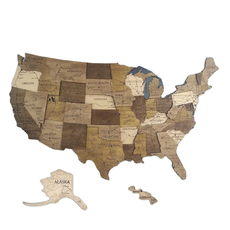 EU or USA Travel Map Push Pin Map USA Wooden Wall Map Wall Art Decor Housewarming gift Office Decor for home