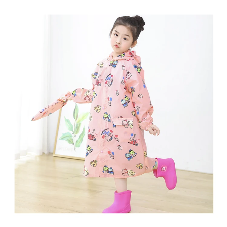 
Students Raincoat Special For School Bag PVC Inflatable Brim Kids Cartoon Rainwear Poncho 