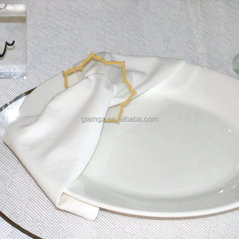 White Black Flower Printing Acrylic Lucite Napkin Ring