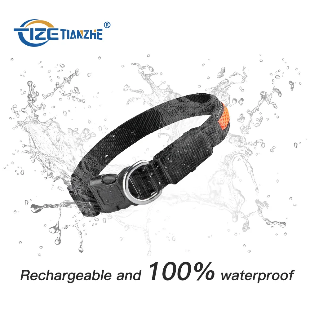 Светодиодные ошейники, регулируемый нейлоновый водонепроницаемый светоотражающий собачий ошейник, светодиодный собачий ошейник