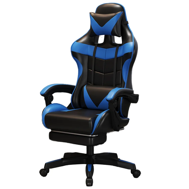 Comfortable navy blue leather ergonomic PC computer game chair massage silla gamer gaming chair with speaker