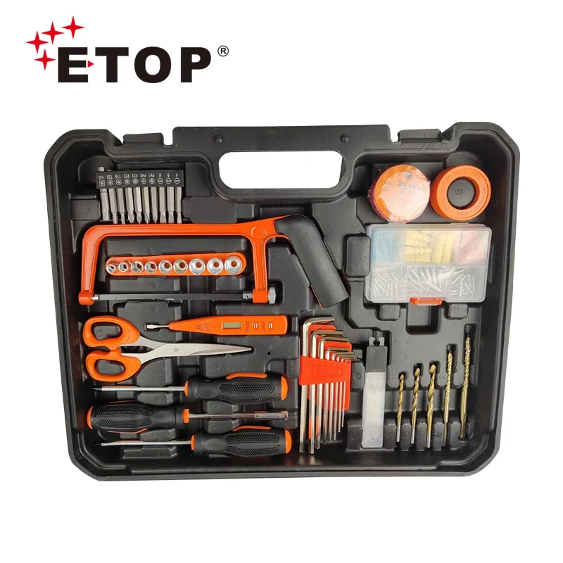 ETOP Direct Sales 125pcs Professional multi-purposed Tool Kit with 10mm cordless Drill Machine