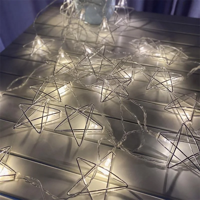 Top Sale Holiday Lighting   10 20   Led  1 m 2 m 3 m   Battery Operated  USB Silver  Star  String Lights  For Room Decoration