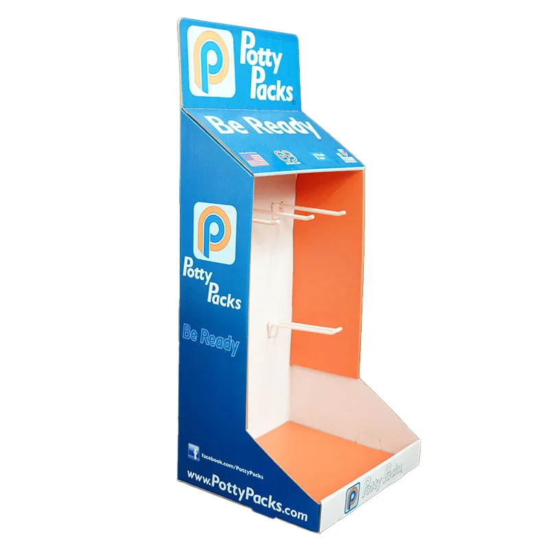 Custom Retail Small Cardboard Counter Top Trays Display Box hook Paper PDQ Cardboard Display Small with Hooks