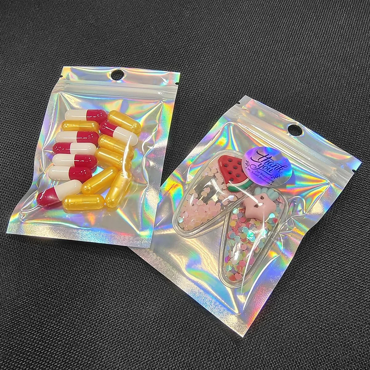Custom mylar laser bag zipper Pouch zip lock Plastic Packaging Bag jewelry gift craft stationery packaging reusable plastic bag