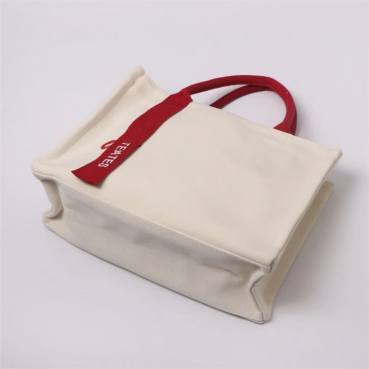 Heavy Duty Long Ribbon Thick Cotton Large Tote Bag Canvas Bags Plain Customized Canvas Bag With Zipper And Inner Pocket