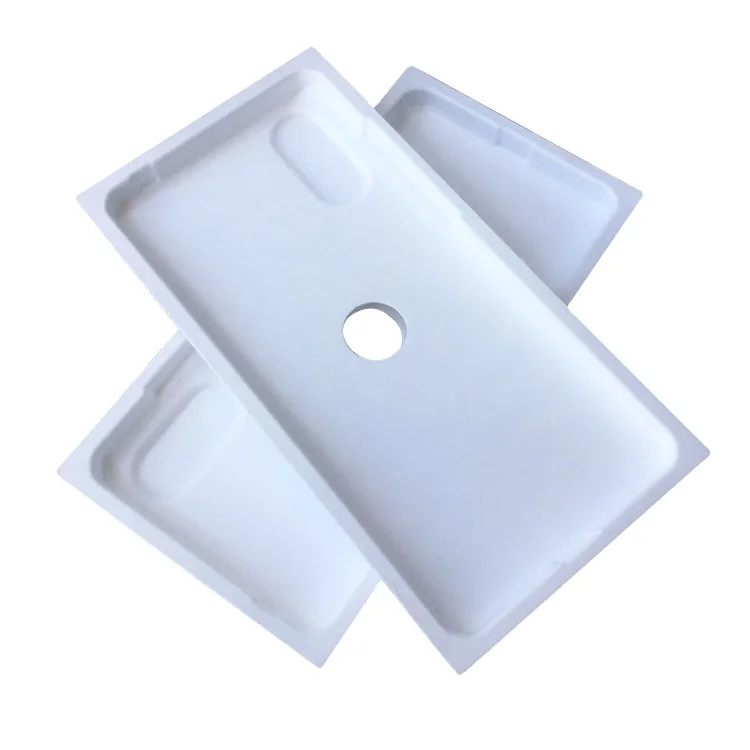 Custom molded paper custom design packaging for mobile phone tray waterproof molded pulp inner package mold tray