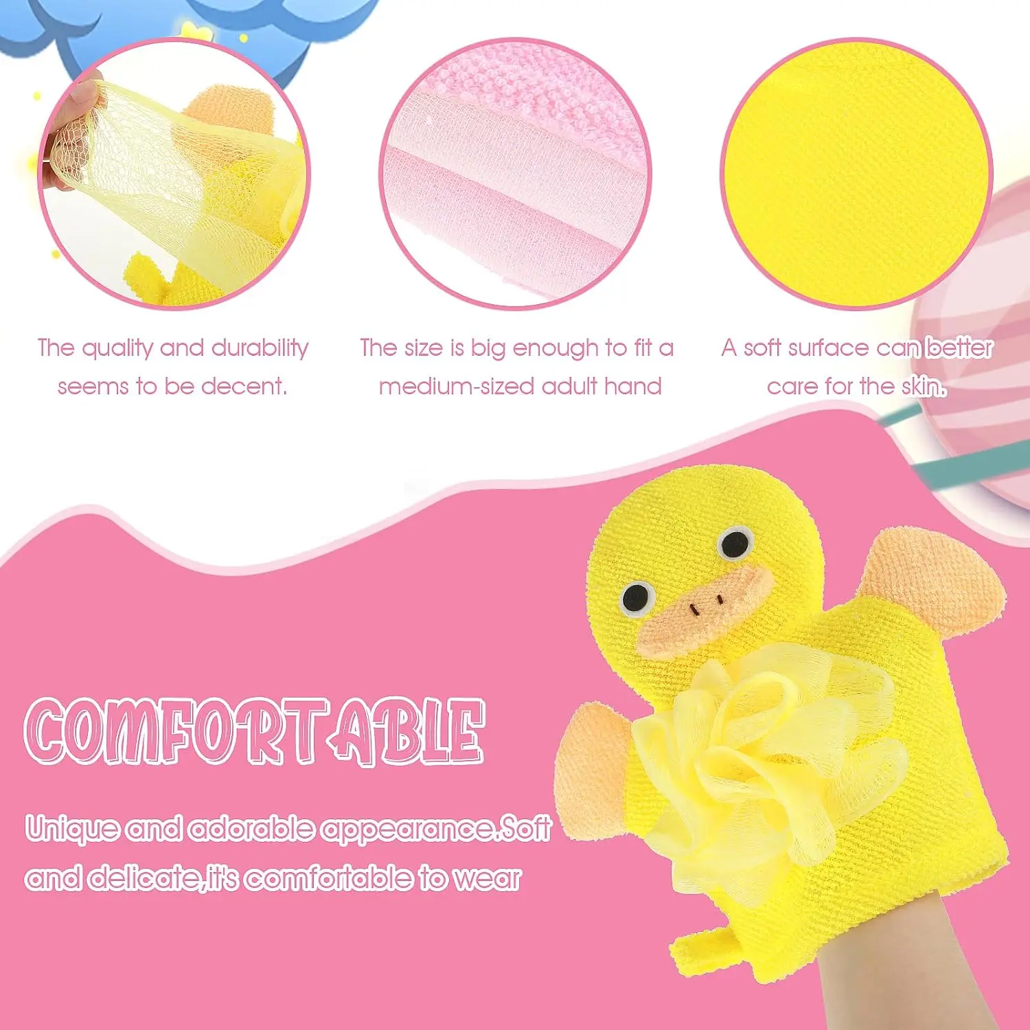 Custom Supplier Premium Cute Cartoon Showering Exfoliating Gloves Puppet Terry Cloth Bath Glove
