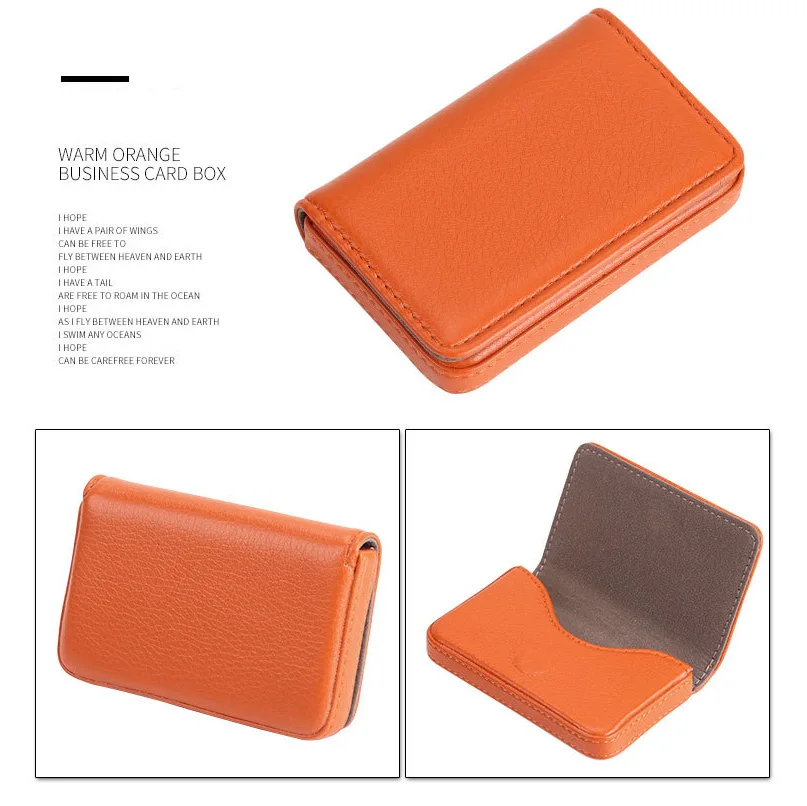 Custom PU Leather Card Holder for Men Business ID Card Holder Supplier with Magnetic Buckle
