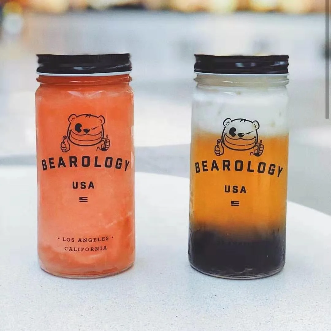 500ml 16oz Custom Logo Printing Glass Boba Mason Jar Fresh Juice Bubble Milk Tea Tumbler Glass Jar with Straw Lid
