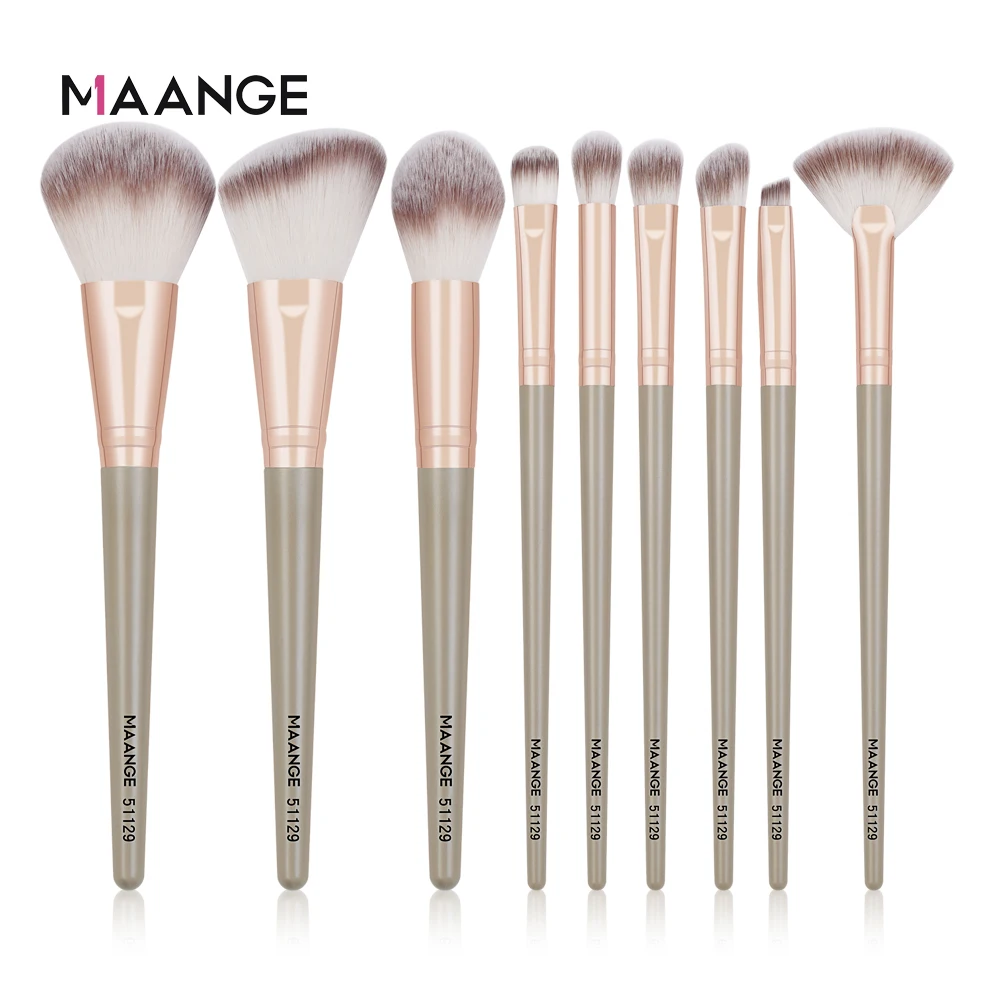 MAANGE 9Pcs Private Label makeup & tools sets Vegan Nylon Hair Beauty Brush Women Makeup Brush Set