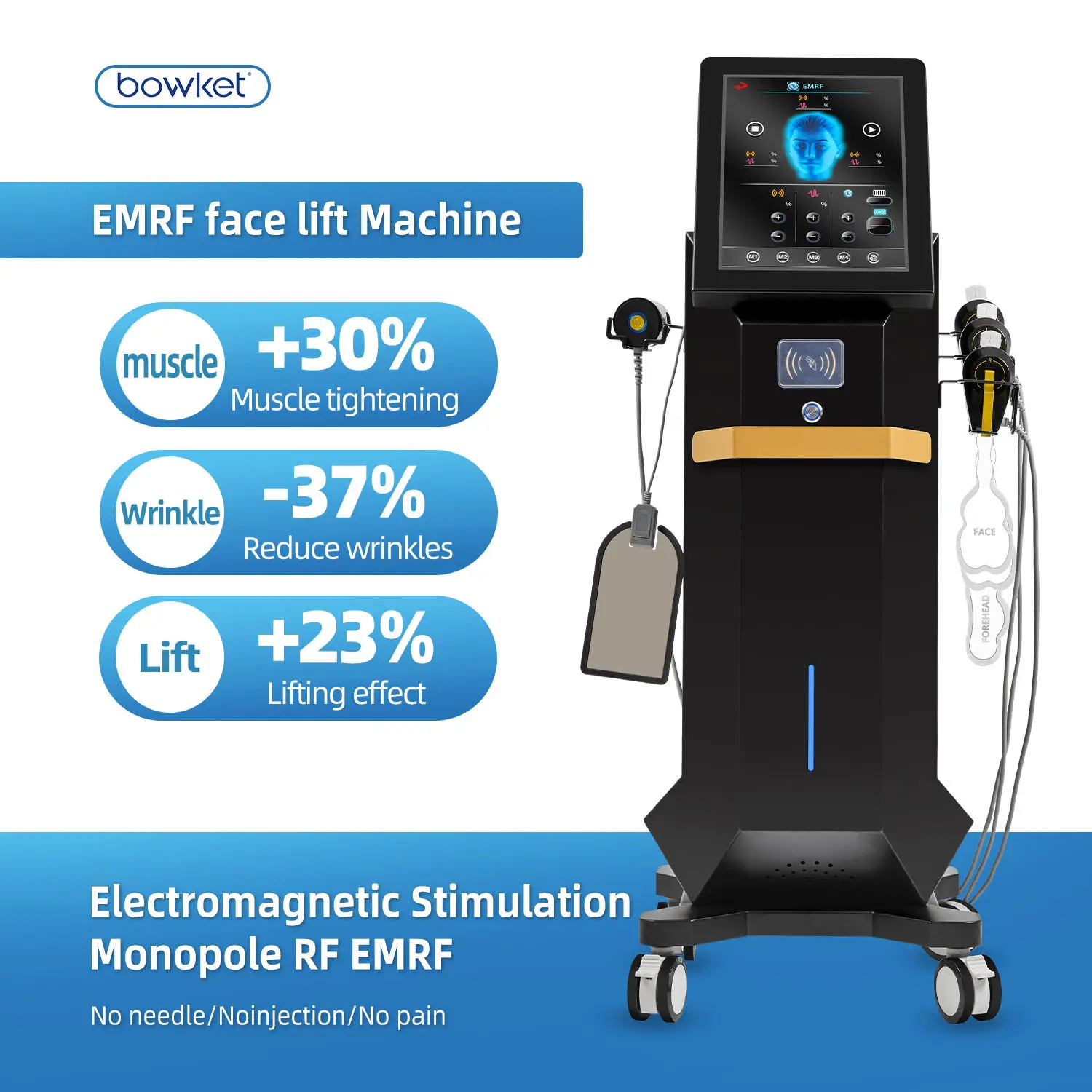 Bowket Rf Facial Anti Aging Care Machine Spa Equipment Emsrf Facial Lifting Wrinkles Remover Beauty Device