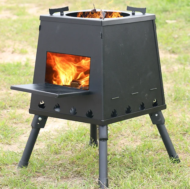 Outdoor Camping Firewood Stove Convenient Stainless Steel Bench Type Wood Burning Stove