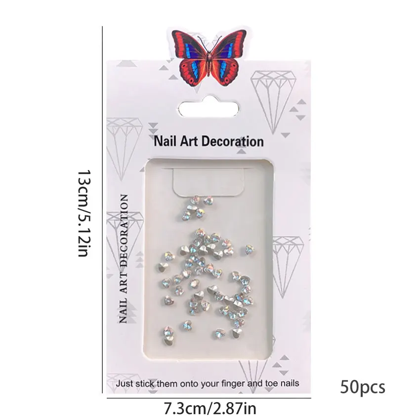 C148 SAFENG 50pcs Shiny Point Back Glass Rhinestone Non Hot Fix Butterfly Star Nail Art Rhinestone For Nail Art Decoration