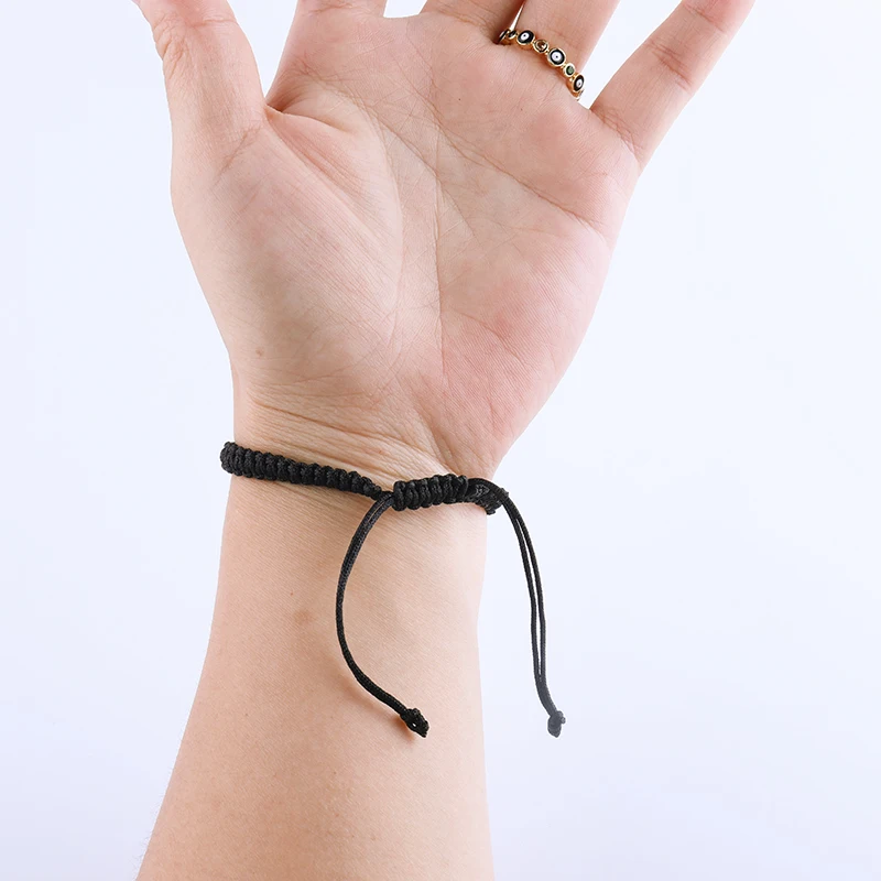 Wholesale Black Rope Handmade weaved Fashion Crystal Diamond Round Exorcise Devil Eye Bracelet for Adult