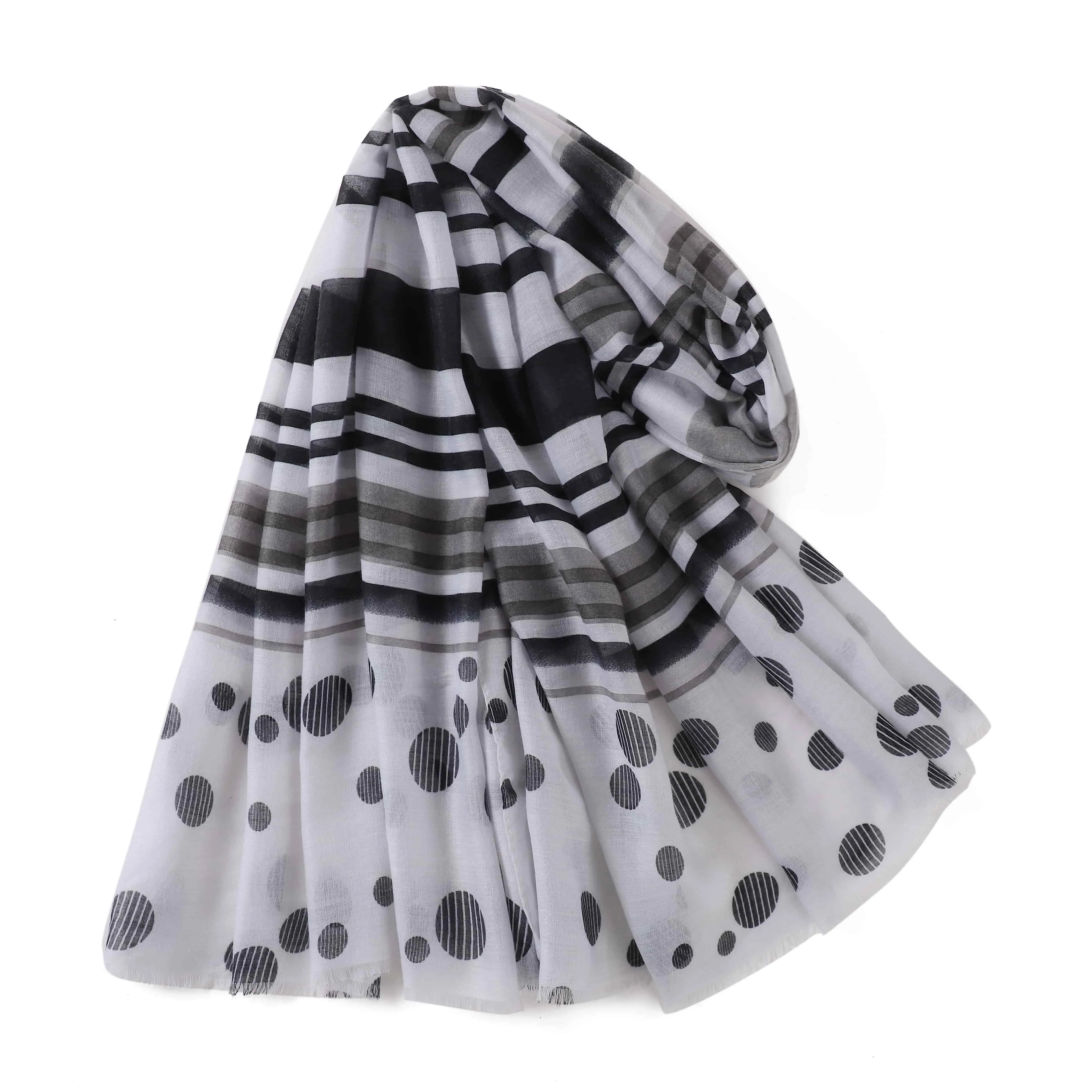 Elegant Formal Occasions Stylish Perfect Breathable Hijab Soft Casual Outdoor Wear Lightweight Women Dot Stripe Cotton Scarf