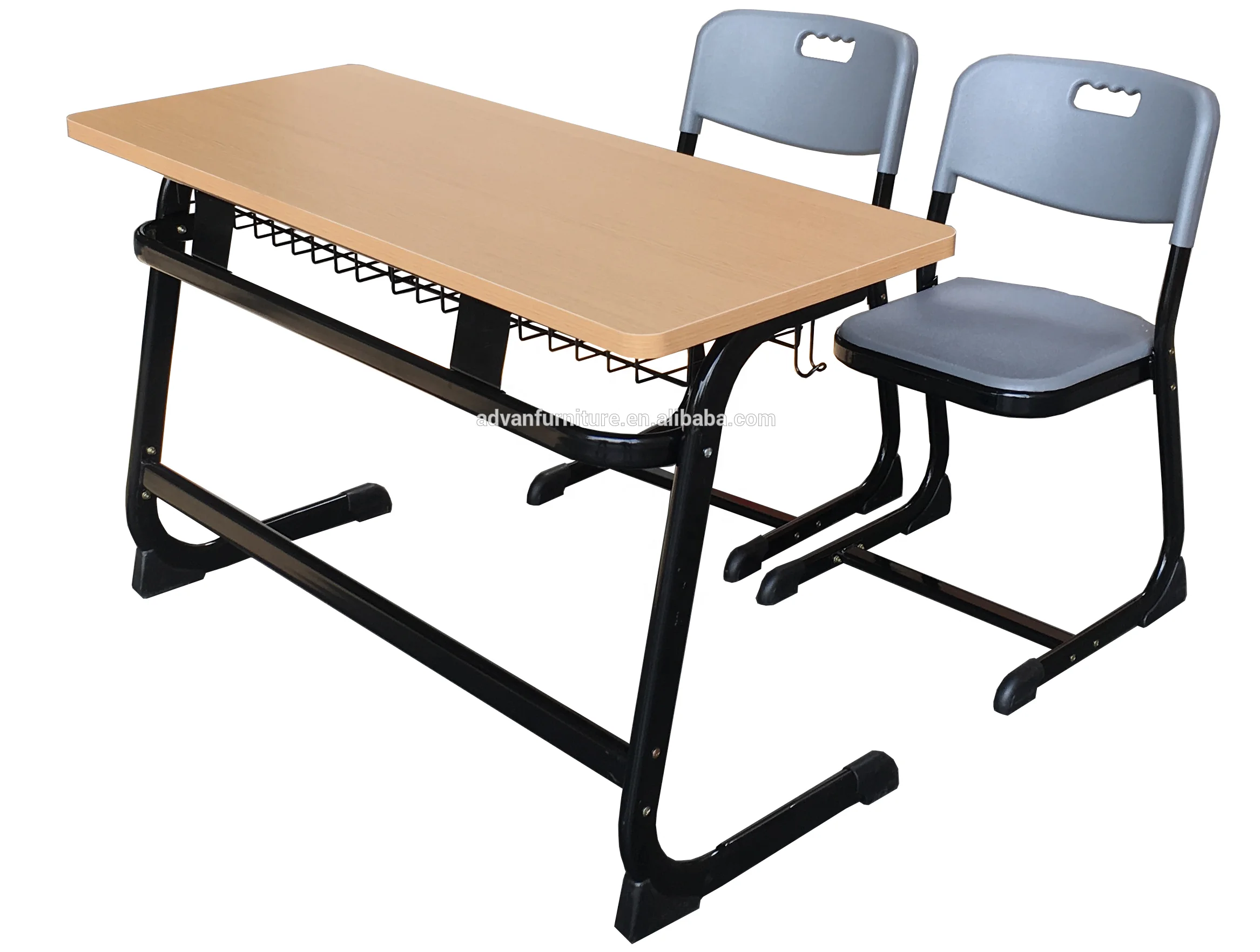OEM Custom College University Furniture Manufacture Wooden Student Desk And PP Plastic Chair Sets