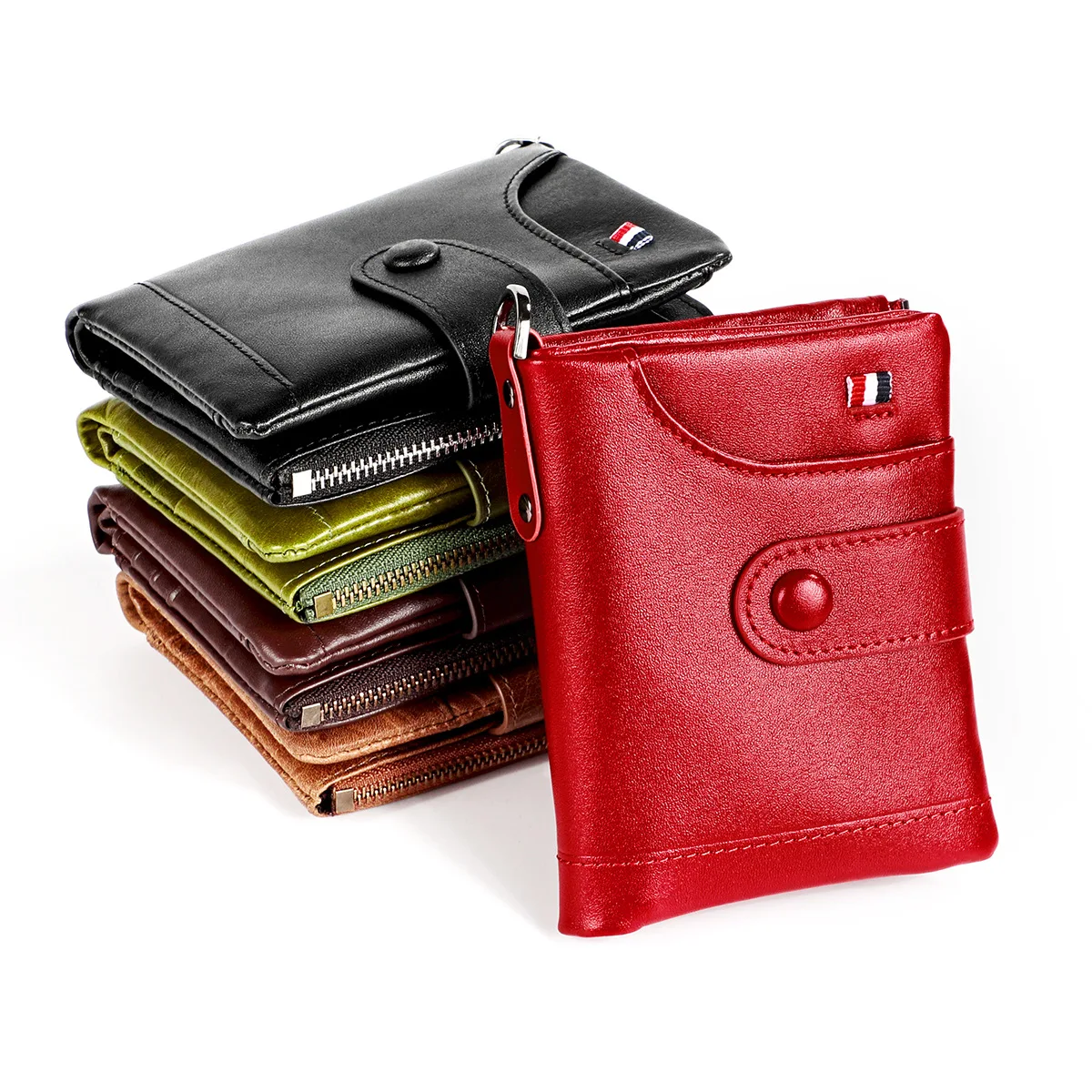 Wallet Men Slim Money Clip Anti Rdif Wallet Zipper Coin Pocket Leather Wallet