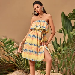 Hot Selling Manufacturer Womens Clothing Ruffle Off The Shoulder Dress Strapless Dress