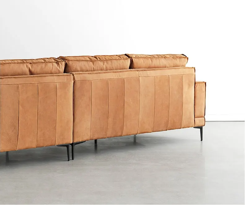 European-style modern living room top head triple leather sofa Down filling sofa