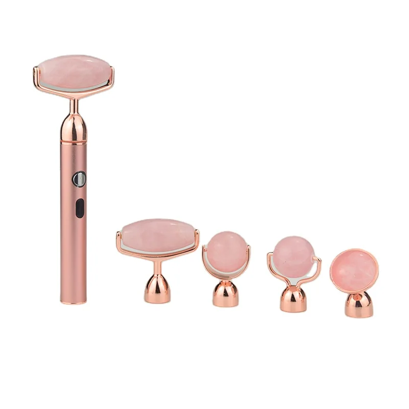 USB Rechargeable Jade Roller Massage Rose Quartz With High Quality Facial Electric Jade Roller