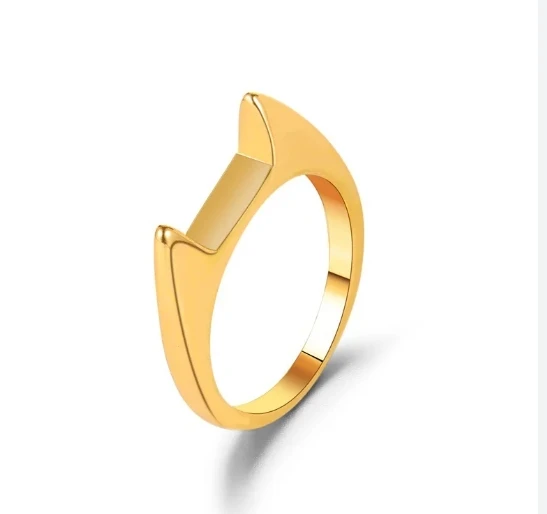 Custom fashion  cat ear shape couple rings 18k gold plated jewelry stainless steel ring