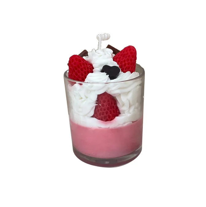 Wholesale Handmade Strawberry Ice Cream Glass Gift ornaments Chocolate Holiday soy Wax Aromatherapy candles can be customized