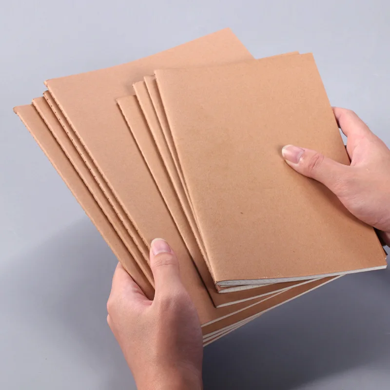 Custom cheap A5 B5 kraft paper cover note book printed school student exercise book sewing binding 20 blank grid line papers