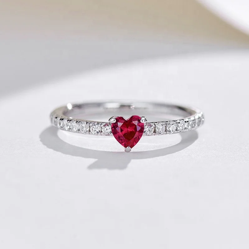 Lover Jewelry Blood Ruby Zircon Trendy Style Women 925 Silver Ring Wholesale Cheap Price Promotion Gifts Fashion Ring