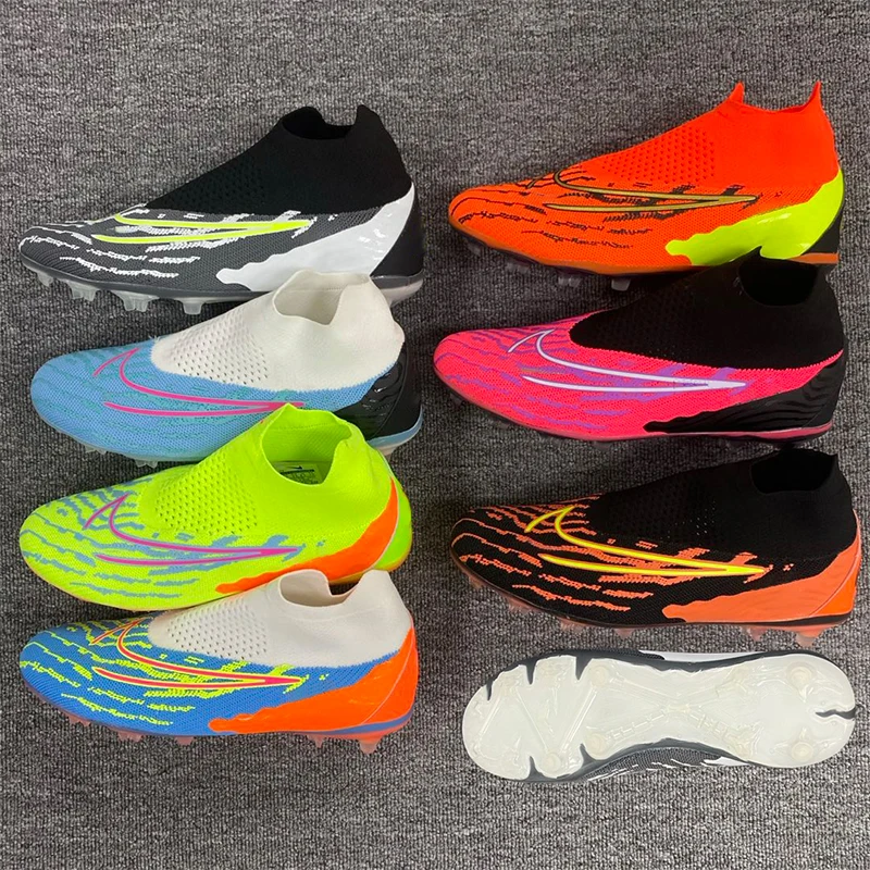 Classic Turf Indoor Men Soccer Shoes Kids Boys Outdoor Running Shoes High Ankle Spikes Football Shoes Sport Soccer Sneakers