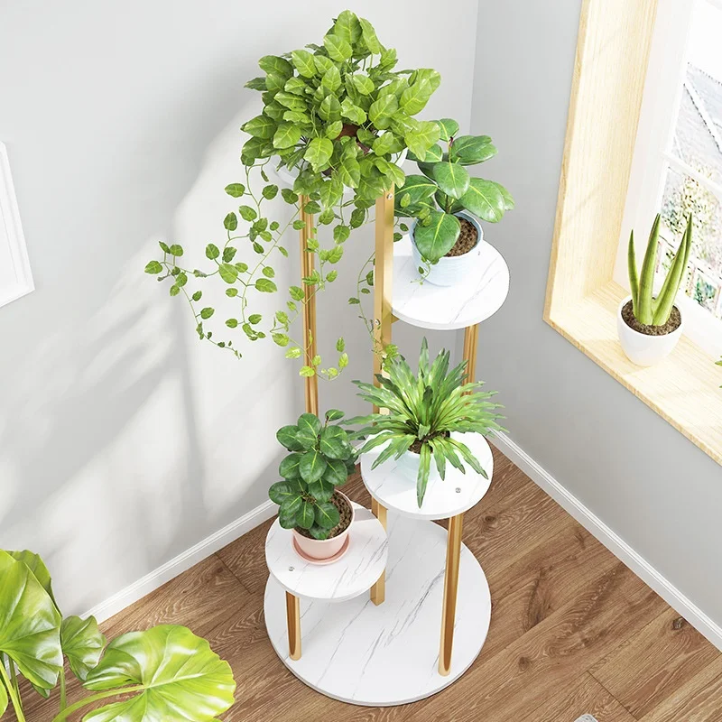 Pot Plant Stand Metal Flower Holder Garden Decor With 5 Tier Shelves Bookcase Display Shelf