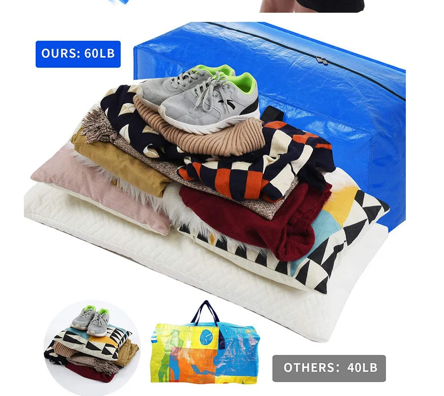 Factory Wholesale Custom Recyclable Durable Woven Foldable Pp woven Bag Manufacture large Capacity Moving home