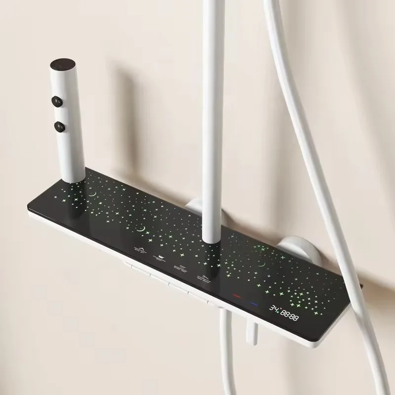 New Bathroom Stars Shower System Mixer Faucet Digital Temperature Display Hot Cold Bathroom Tap Thermostatic Shower Sets