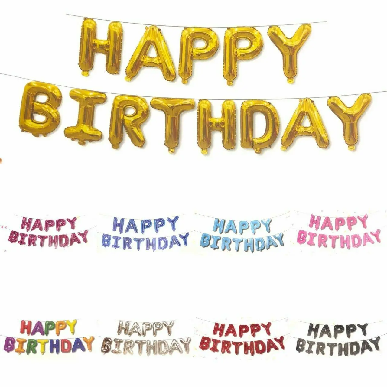 16 inch Happy Birthday Balloons Banner Balloon Bunting Party Decoration Inflating Decor Letter Foil Balloon Party