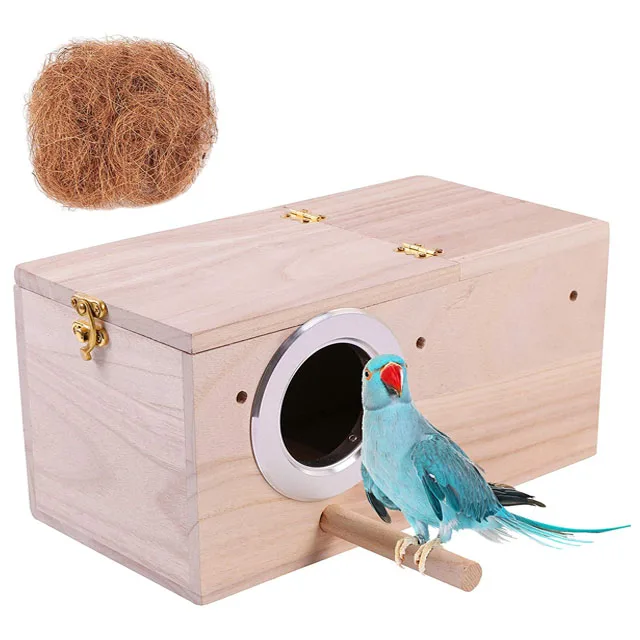 Wooden crafts Nest Box Bird House Budgie Wood Breeding Box for Lovebirds Parrotlets Mating Box Wooden bird house and parrot nest