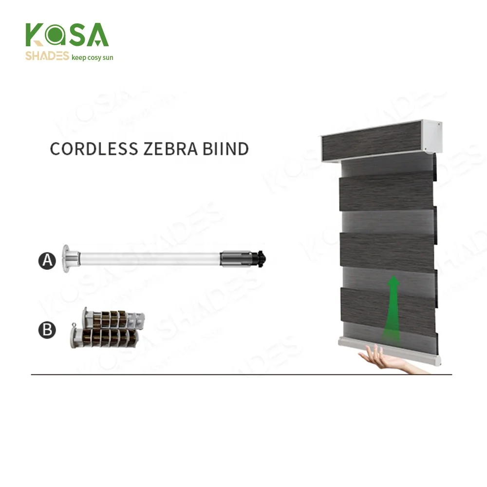Cordless Zebra Blinds Roller Blinds Manual Dual Roller Blinds Privacy Light Control for Day and Night