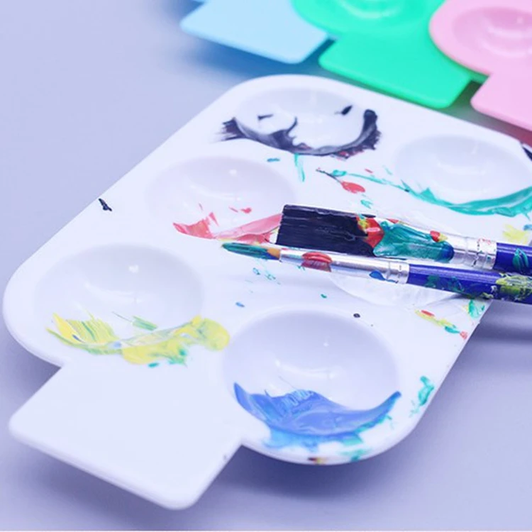 6 Holes Design Plastic Paint Drawing Tray For Gouache Watercolor Acrylic Oil Painting Palette