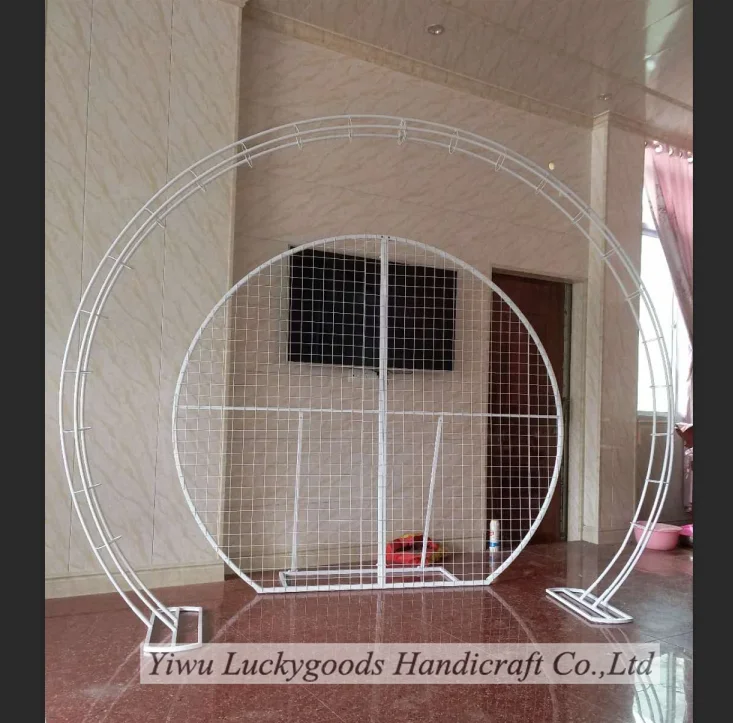 LG20190320-4 super quality round stage background metal wedding arch for stage decorations wholesale
