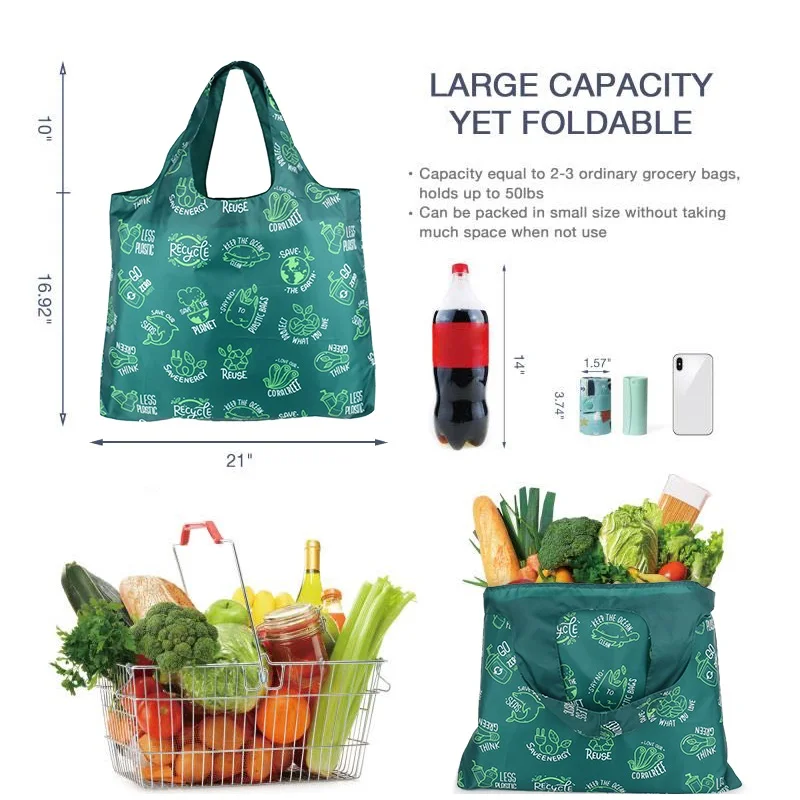 eco bags trendy foldable RPET promotional digital print eco-friendly reusable shopping bags bulk