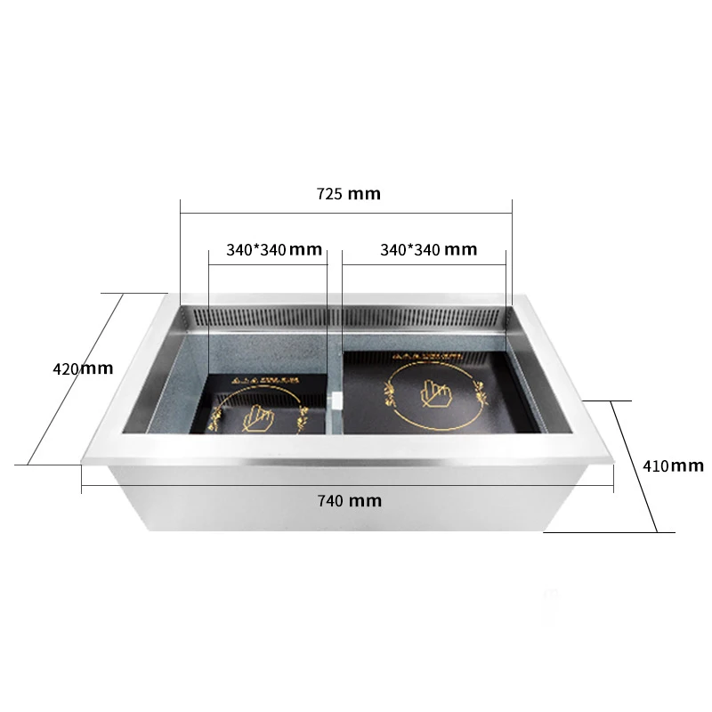 Zhuoyue D340A Smokeless Electric BBQ grill and Stainless steel Hot Pot 2 in 1 Stove Restaurant Commercial Equipment