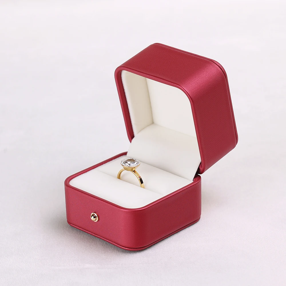 ZHIHUA Custom logo Handmade Round Conner Jewelry Packaging Box Luxury PU Leather Velvet Insert Jewelry Box