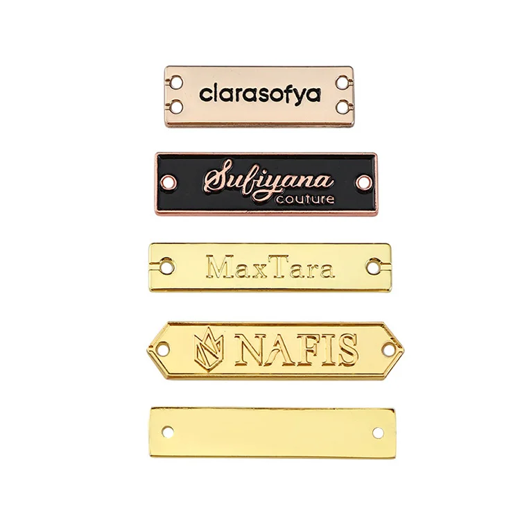 Custom Black Engraved Metal Brand Garment Handbag Label Plate Tags for Clothing