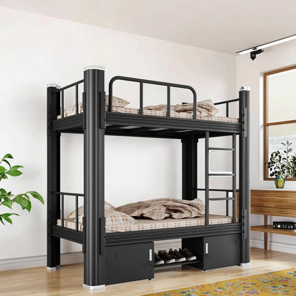 Cheap Metal Dormitory Bunk Bed with Drawer Modern Twin Size Bed Frame for School & Hotel Storage Feature for Bedroom Office Use