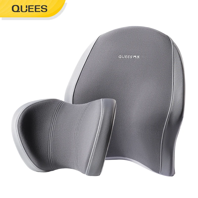 Quees Car Headrest Pillow And Seat Cushion Orthopedic Design Memory Foam