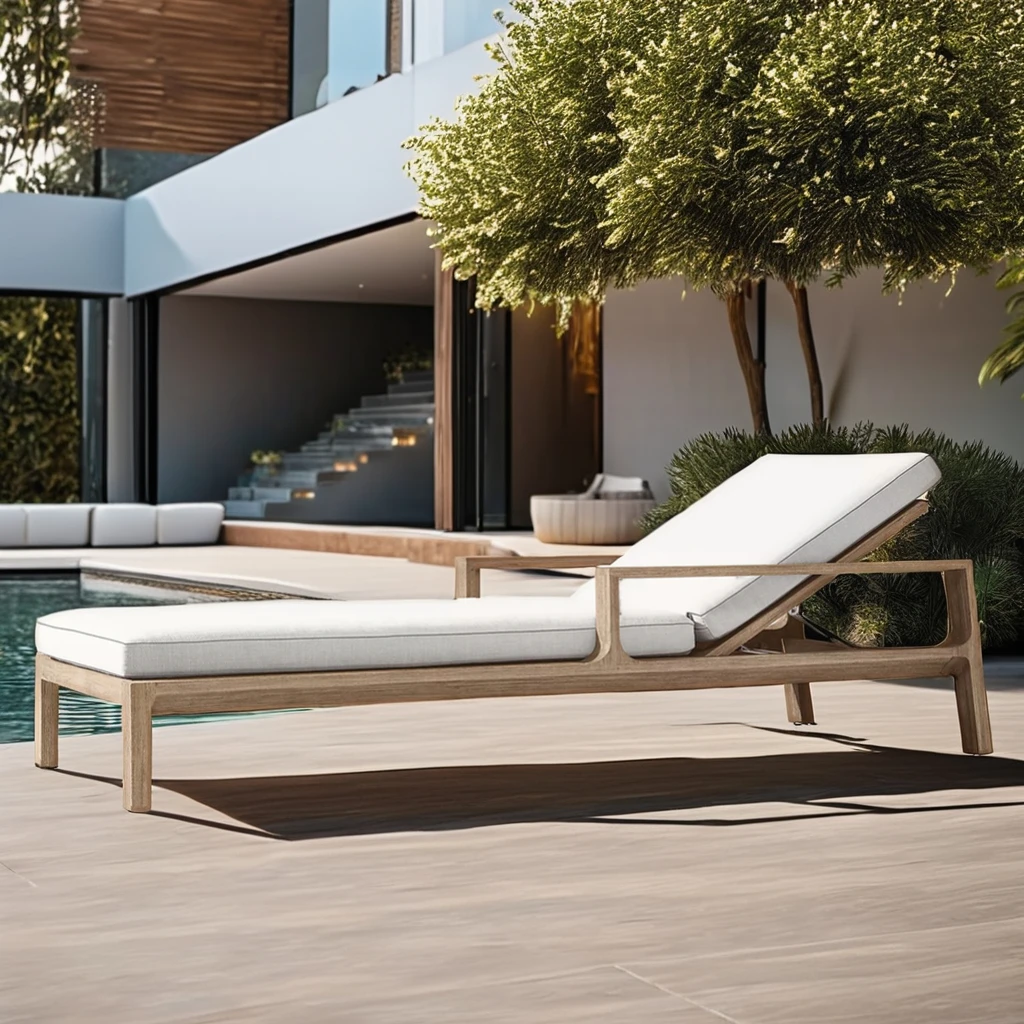 New Arrival Luxury Furniture Patio Garden Sofas Garden Sets Solid Wood Teak Wicker Lounge Chaise Sunbed For Swim Pool