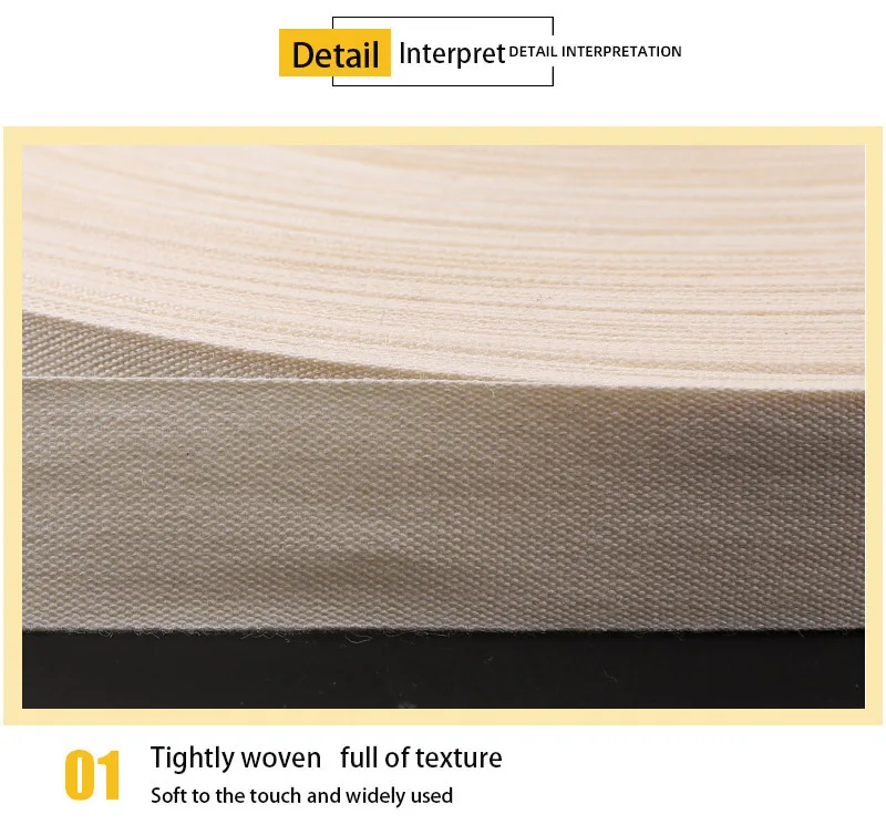 Manufacturers spot this white cotton webbing cotton trademark belt 0.5-8CM plain weave webbing trademark printing webbing