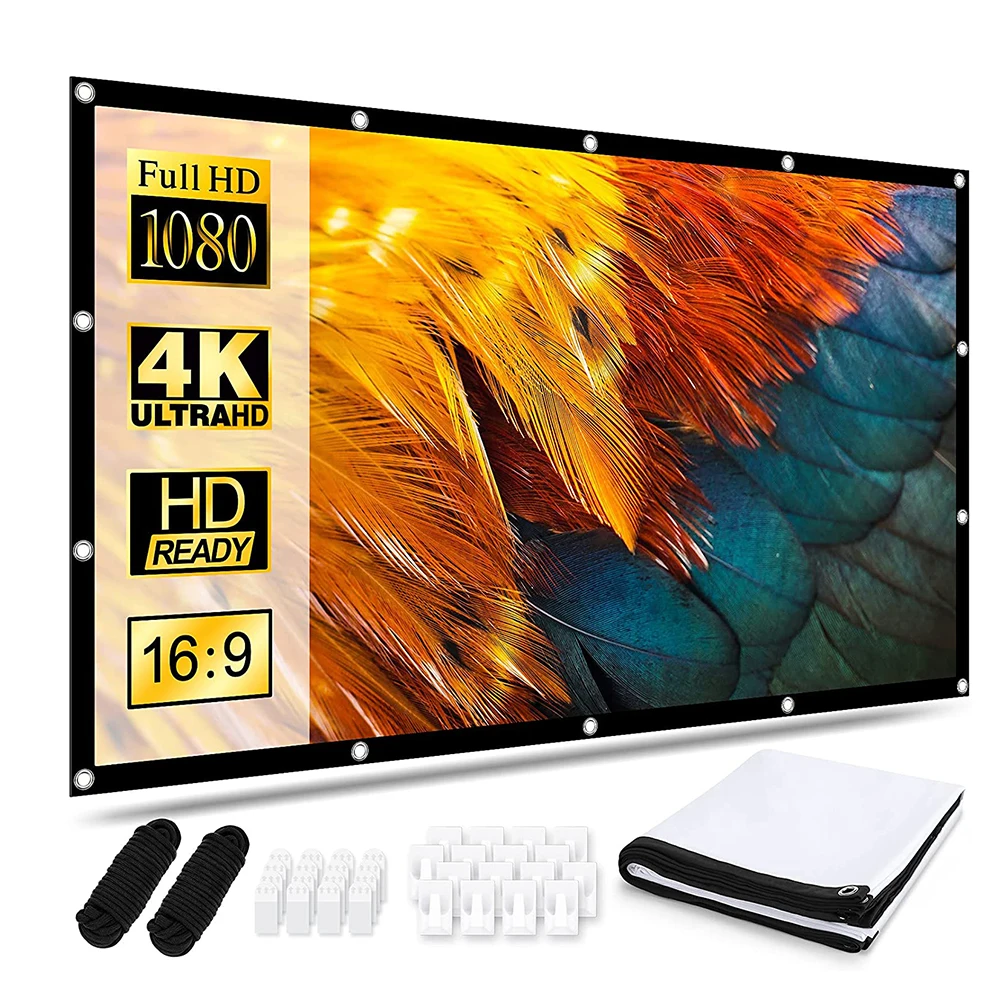 Best Projector Screen Of Various Sizes,Simple Table Screen Indoor and Outdoor Projection Screen for Movie or Office Presentation