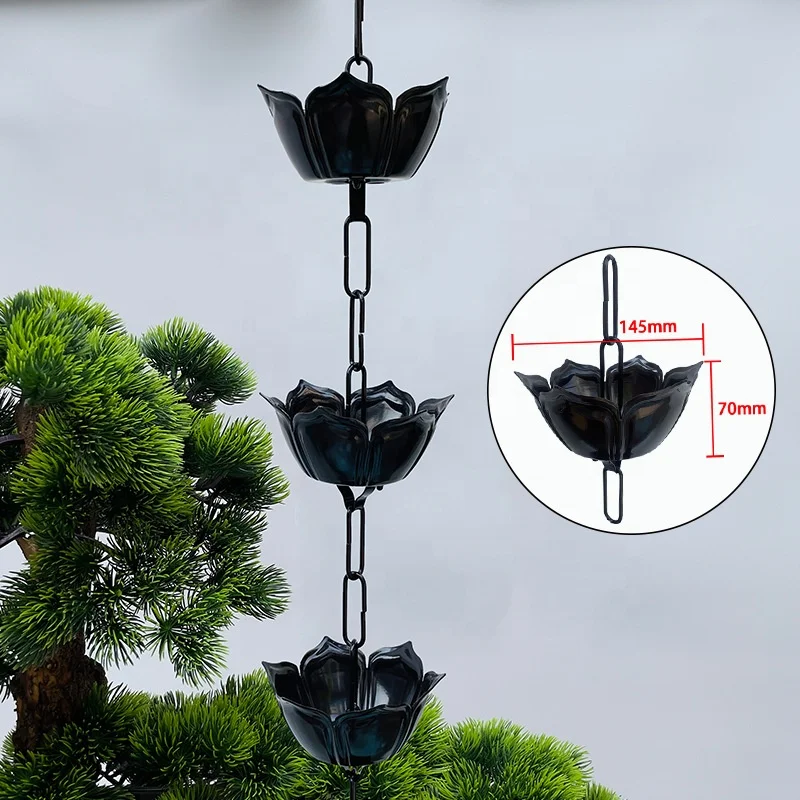Garden Decorative Aluminum Rain Chains for Gutters Roof Gutter Downspout Channel Rainwater Catcher Diverter