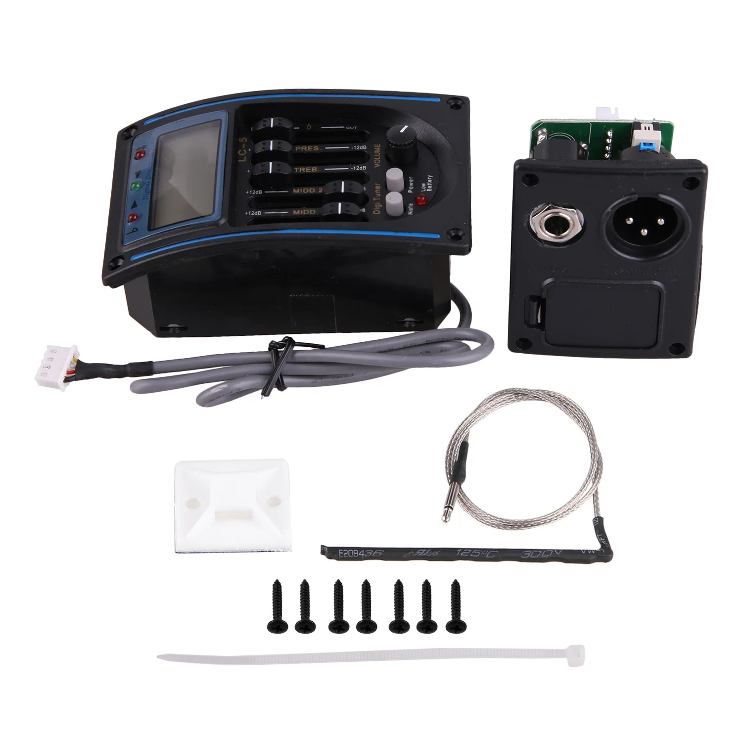 Wholesale Cheap Price LC-5 Acoustic Folk Guitar Pickup Guitar Piezo Pickup Preamp 5 Band EQ  Pickup With LCD Screen Tuner