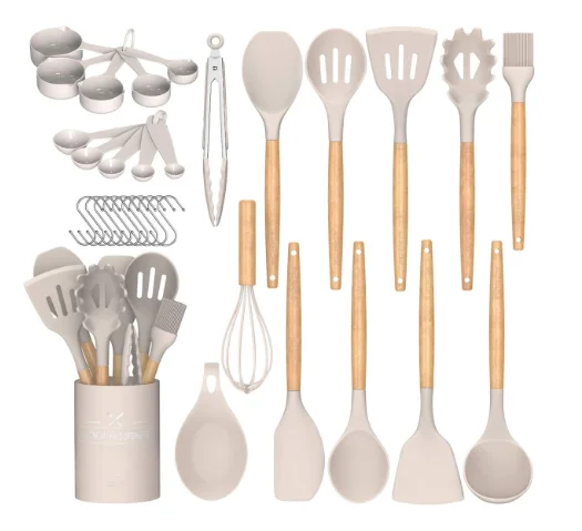 Kitchen Cooking Utensils Set, 24 pcs Non-stick Silicone Cooking Kitchen Utensils Spatula Set with Holder